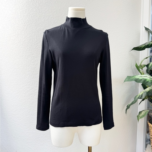 Croft & Barrow Black Cotton Mock Turtleneck Top Shirt S Long Sleeve - Picture 2 of 6